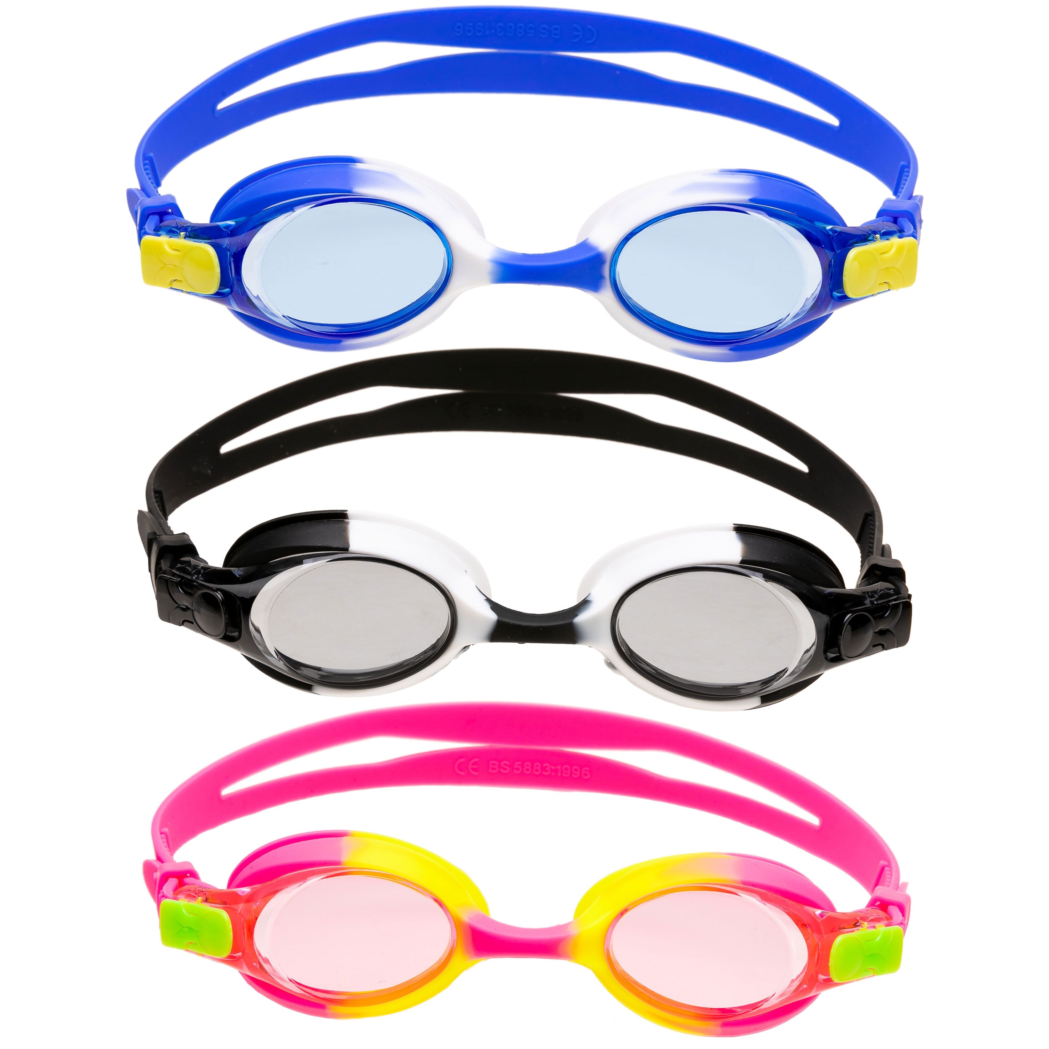 Clearance - Kids Swim Goggle (Blue, Black & Pink), 3 Pack