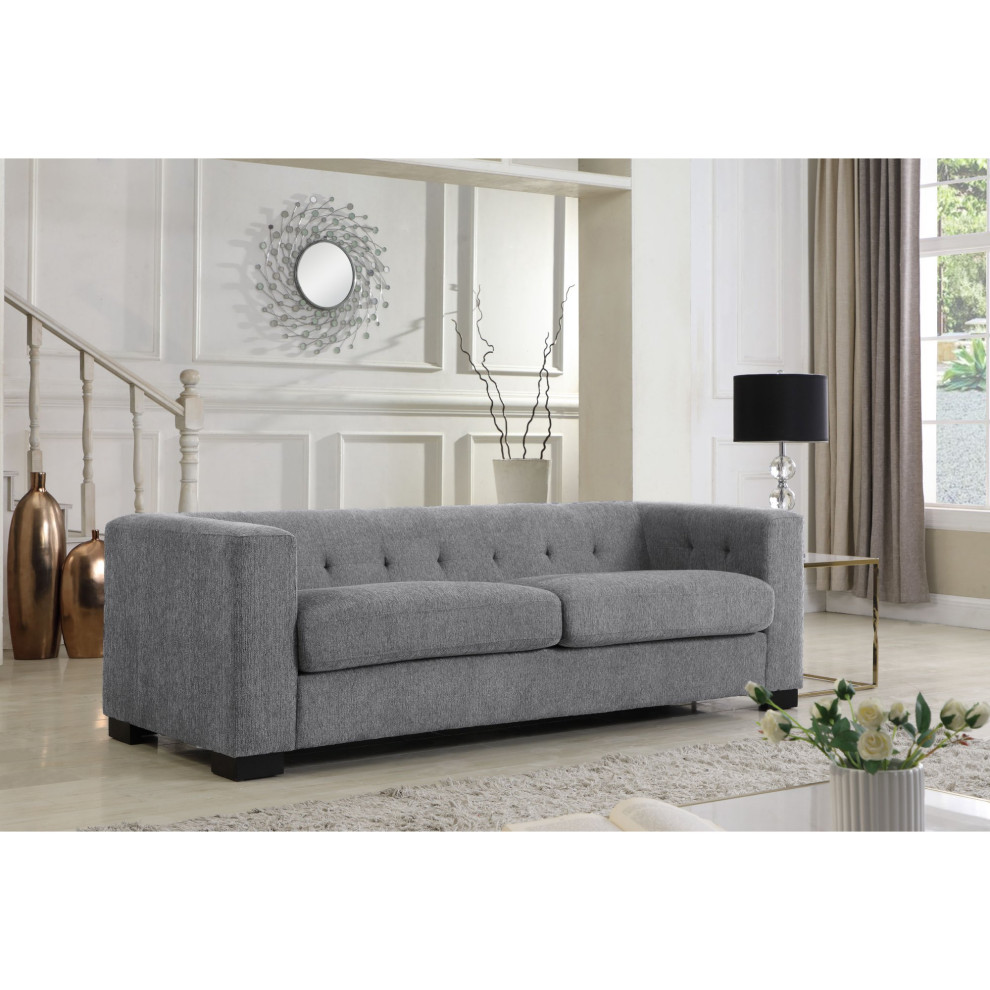 Comfortable Sofa  Chenille Upholstered Seat With Deep Tufted Backrest   Transitional   Sofas   by Decorn  Houzz