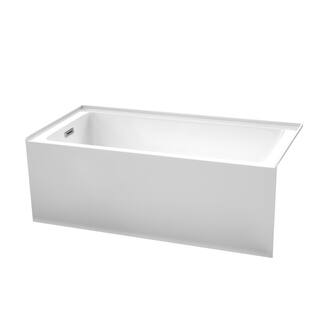 Wyndham Collection Grayley 60 in. L x 30 in. W Acrylic Left Hand Drain Rectangular Alcove Bathtub in White with Chrome Trim WCBTW16030L