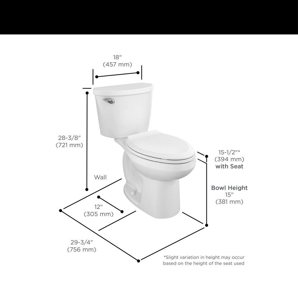 American Standard Reliant 2-piece 1.28 GPF Single Flush Elongated Toilet in White Seat Included 773CA101.020