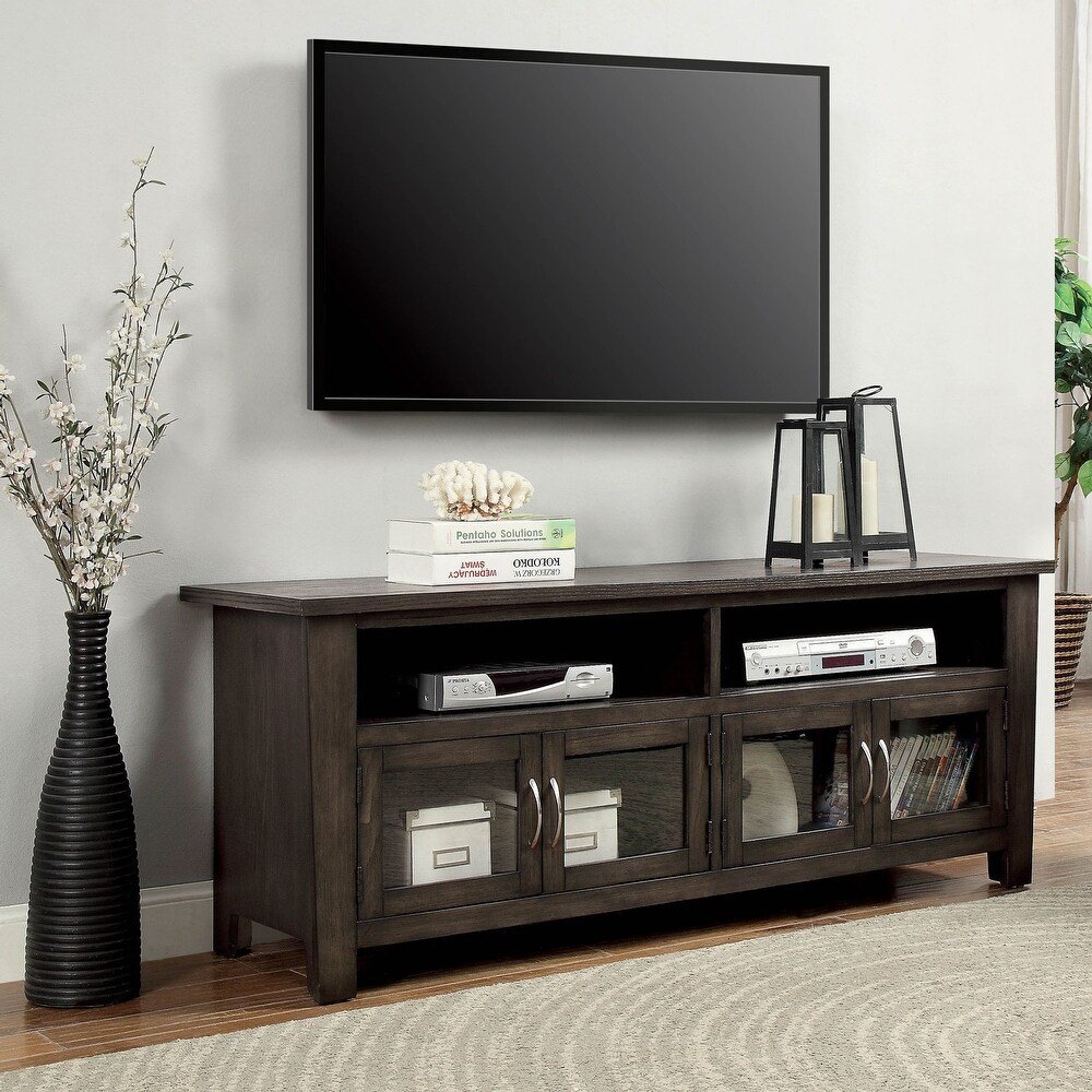 Dane Contemporary Grey Solid Wood Multi storage TV Console by Furniture of America