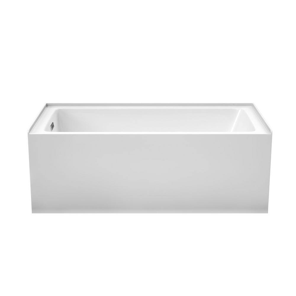 Wyndham Collection Grayley 60 in. L x 30 in. W Acrylic Left Hand Drain Rectangular Alcove Bathtub in White with Chrome Trim WCBTW16030L