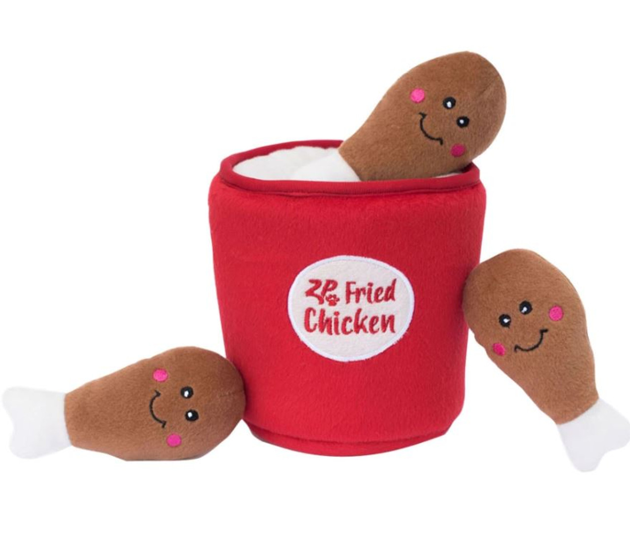 Zippy Paws Burrow Bucket of Chicken Plush Dog Toy