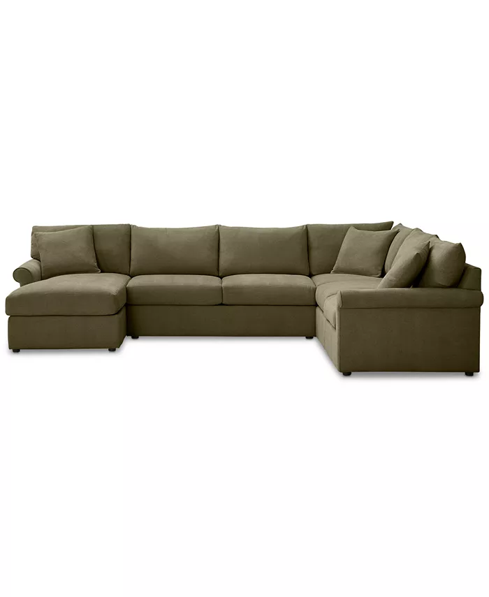 Furniture Wrenley 138 5-Pc. Fabric Modular Sleeper Chaise Sectional Sofa