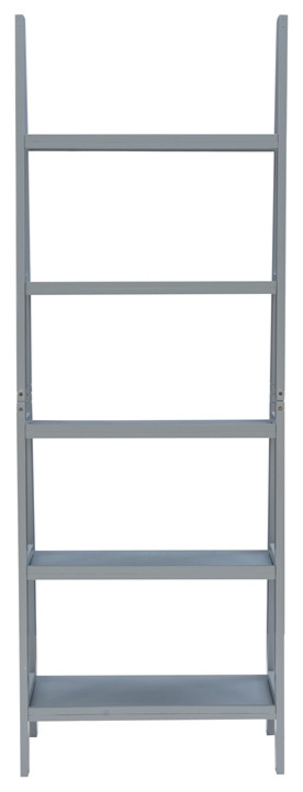 Riverbay Furniture 5 Shelf Transitional Wood Open Back Ladder Bookshelf in Gray   Transitional   Bookcases   by Homesquare  Houzz