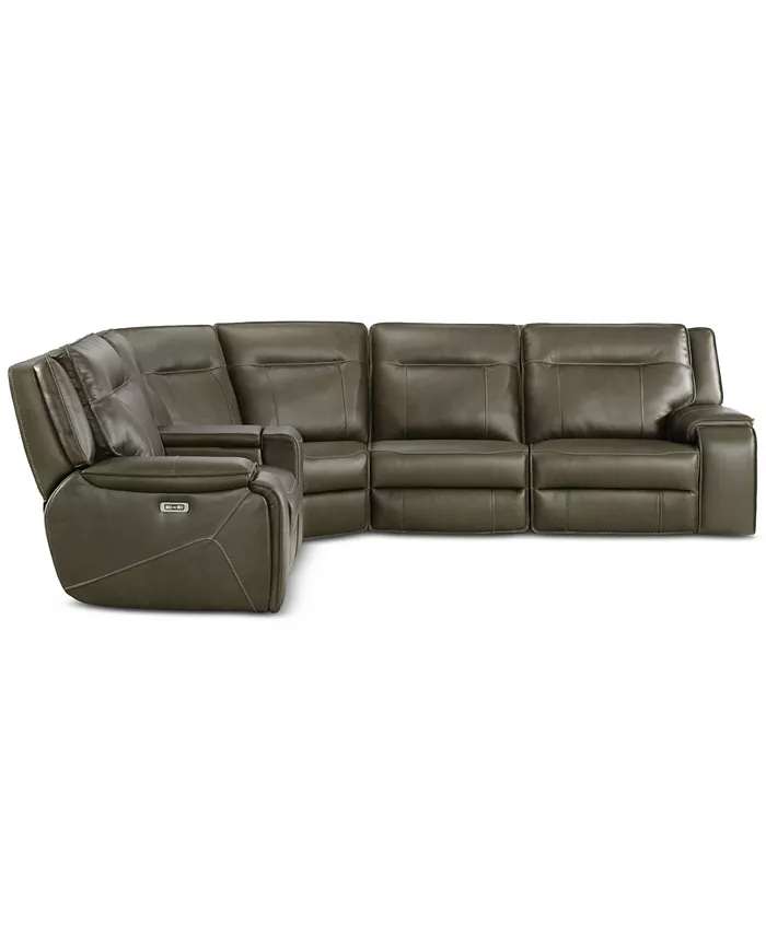 Furniture Hansley 5-Pc. Leather Sectional with 2 Power Recliners