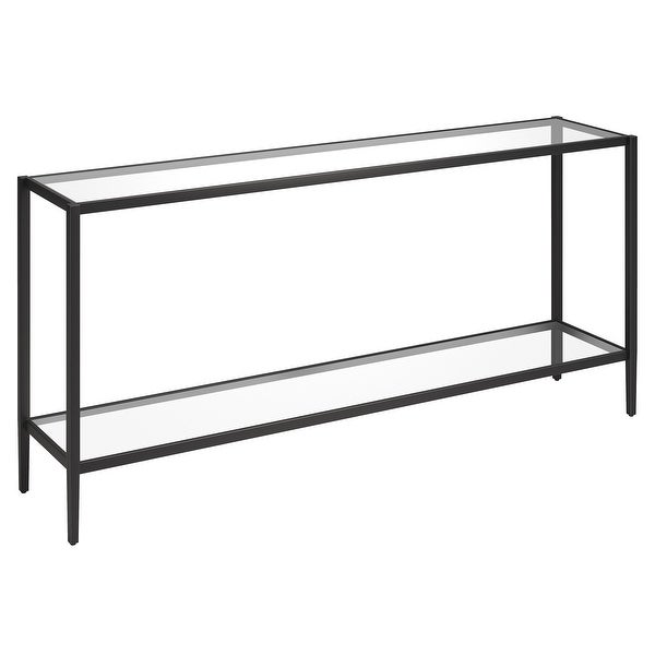 Hera 64'' Wide Rectangular Console Table with Glass Shelf