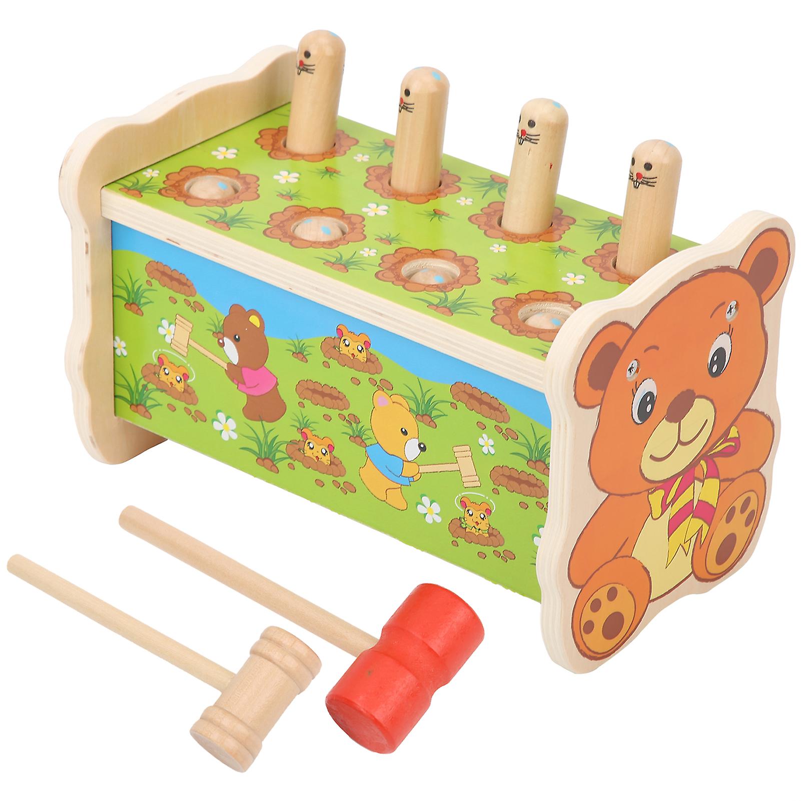 Wooden Hammer Toys Children Kid Educational Pounding Bench Hit Hamster Game Toy