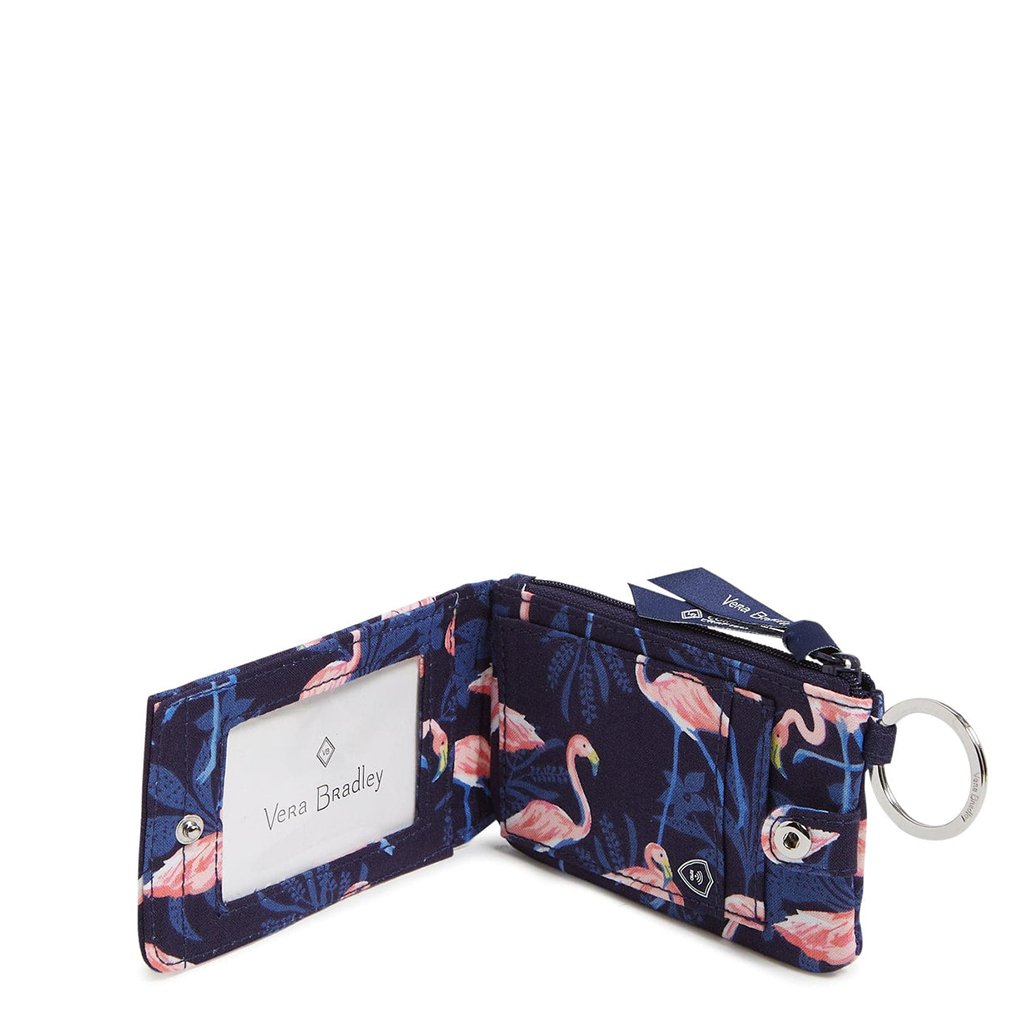 Vera Bradley  RFID Deluxe Zip ID Case in Flamingo Party