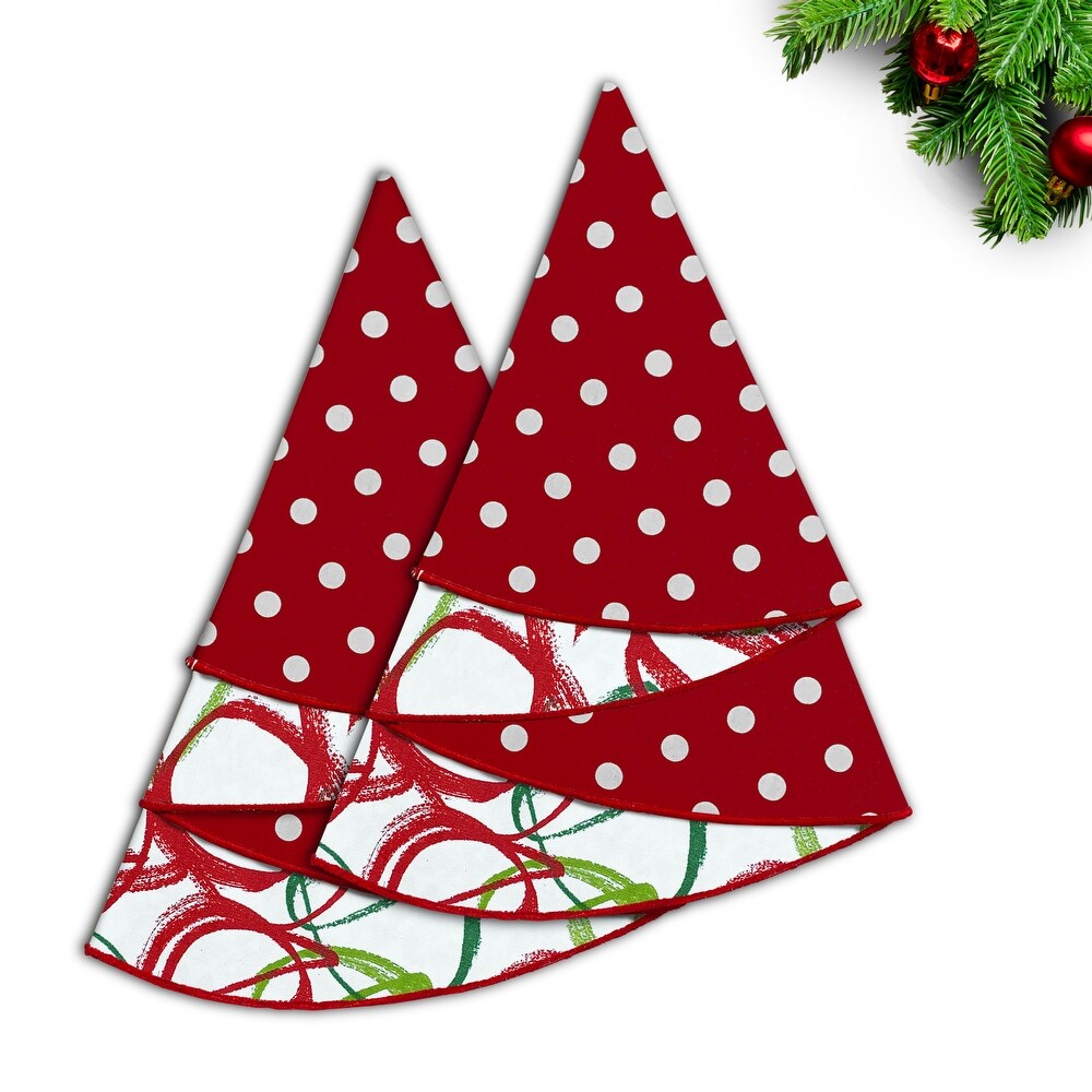 Joita Christmas Napkins  Table Cloth Napkins  Cotton Dinner Napkins Set for Christmas Party Decoration  RETRO POLKA/RIBBONS