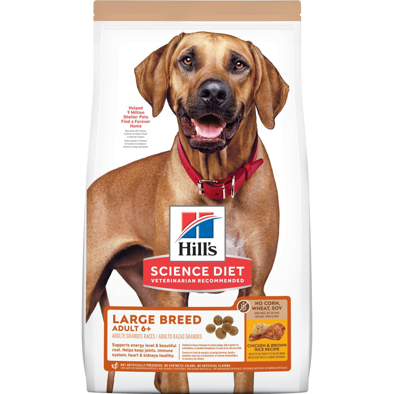 Hill's Science Diet Large Breed Adult 6+ Chicken and Brown Rice Recipe Dry Dog Food， 30Lb. Bag