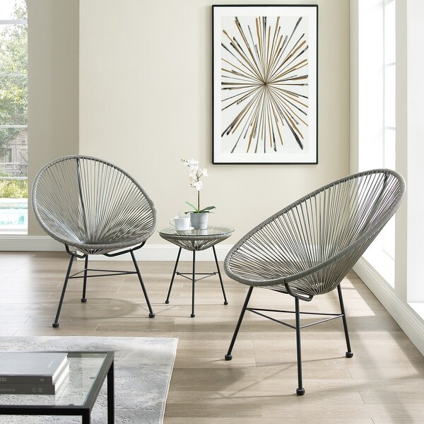 Corvus Sarcelles Acapulco Modern Wicker Bistro Chairs(Set of 2)