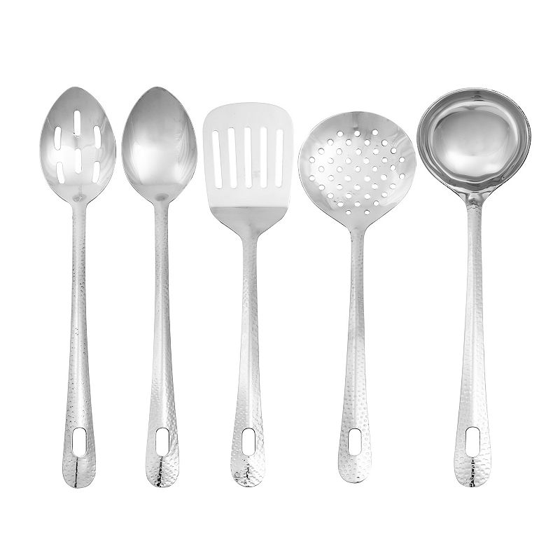 Premium 5-Piece Stainless Steel Supreme Hammered Kitchen Utensils Set