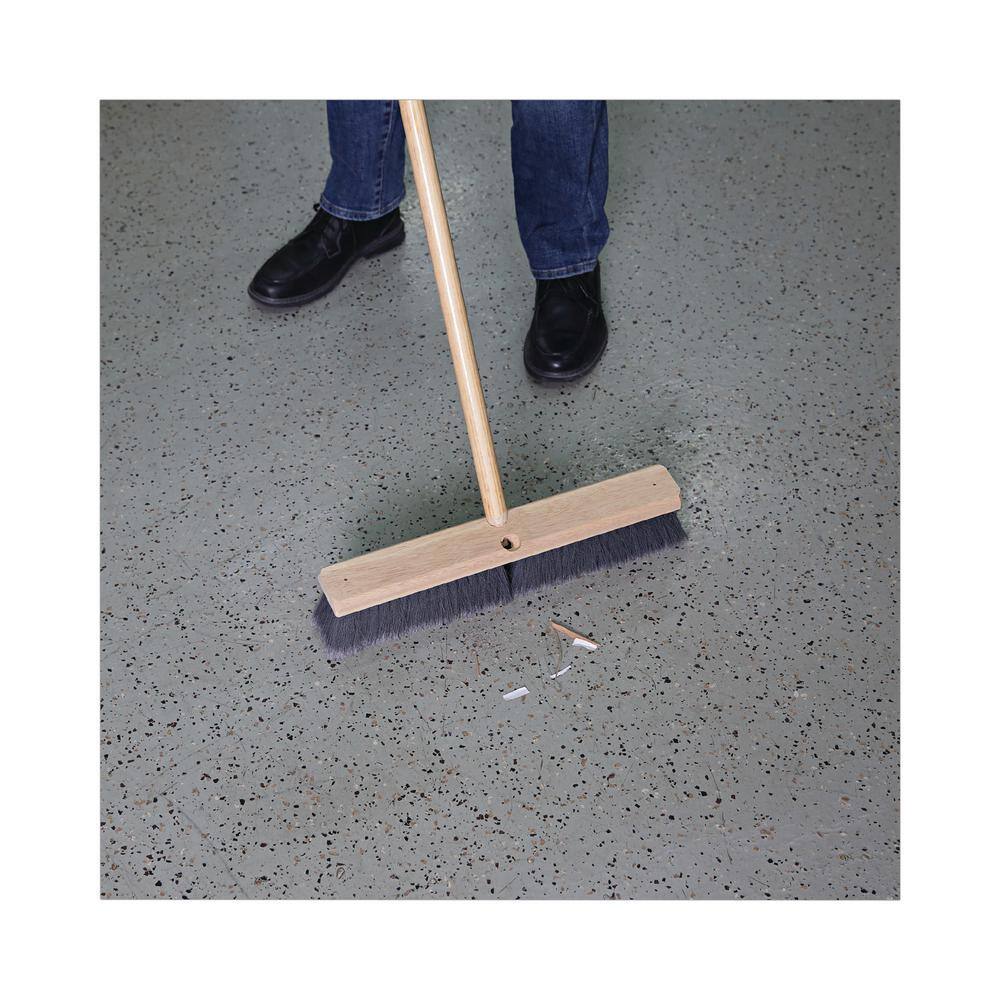 Boardwalk 24 in. Gray Flagged Polypropylene Push Floor Brush Head BWK20424