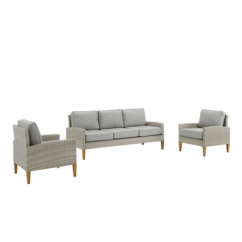 Crosley Capella Outdoor 3-Piece Wicker Sofa Set