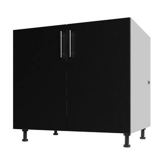 WeatherStrong Miami Pitch Black Matte Flat Panel Stock Assembled Base Kitchen Cabinet Full Height 36 in. x 27 in. x 34.5 in. IB3627FH-MPB