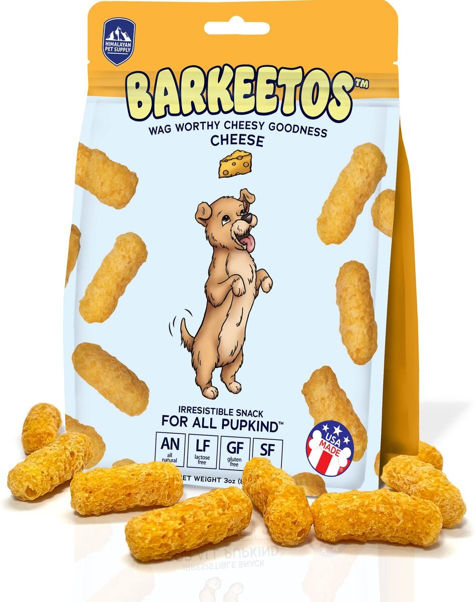 Himalayan Pet Supply Barkeetos Grain-Free Cheese Crunchy Dog Treats， 3-oz bag