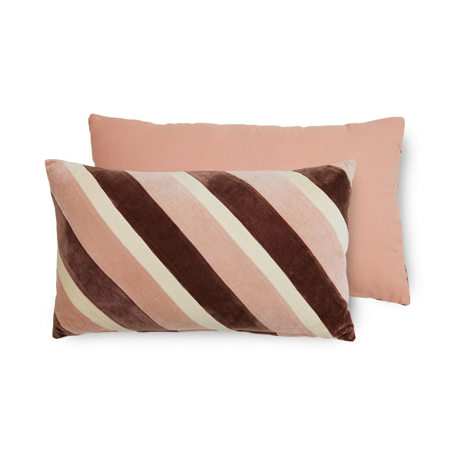 Striped velvet pillow Rose