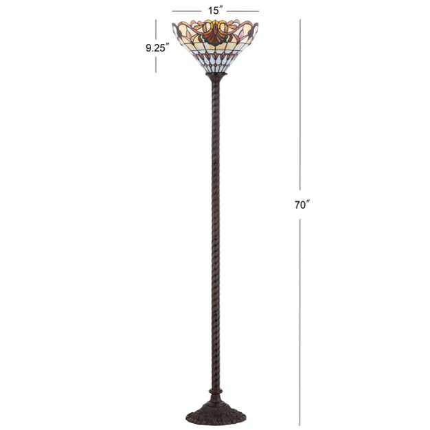 Davis  Style Torchiere Floor Lamp includes Led Light Bulb Bronze Jonathan Y