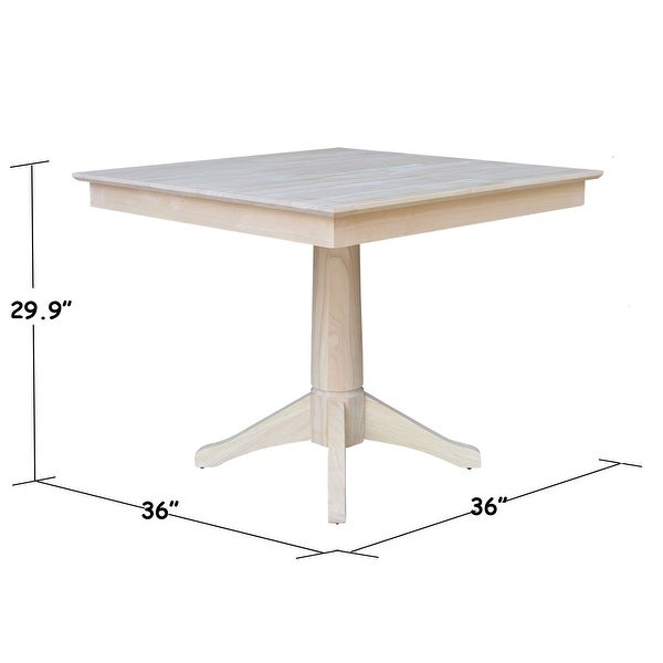 36 in x 36 in Square Top Pedestal Table - Unfinished