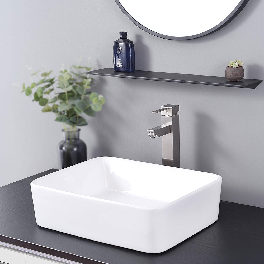 Aquaterior Bathroom Sink Faucet Square Cold & Hot 12