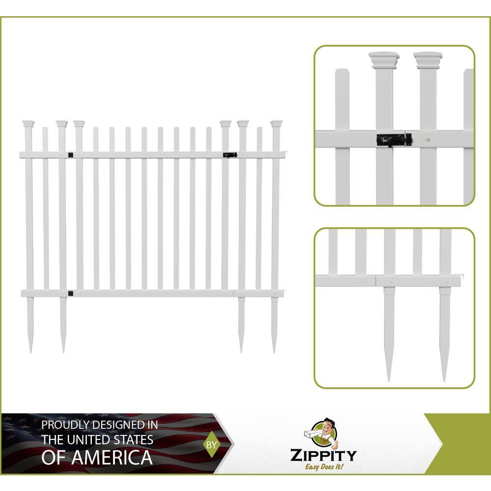 Zippity Outdoor Products 4.7 ft. x 3.4 ft. White Vinyl Burbank Fence Gate ZP19071