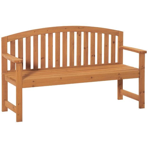 Wooden Garden Bench 2 Seater Outdoor Patio Seat With Slatted Design For Deck Porch Or Garden Natural