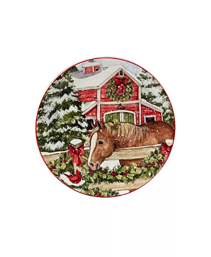 Certified International Homestead Christmas 4 Piece Dessert Plate Set