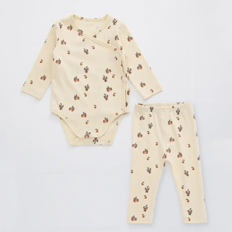 0-24M Newborn Kid Baby Boy Girl Clothes Autumn Winter Long Sleeve Bodysuit Romper Top and Pant suit Print Baby 2Pcs Clothing set