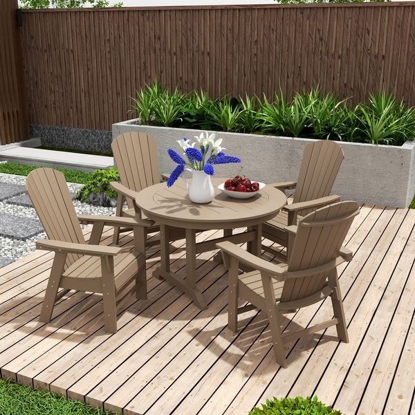 Polytrends Altura 5Piece Round Poly EcoFriendly All Weather Outdoor Dining Set