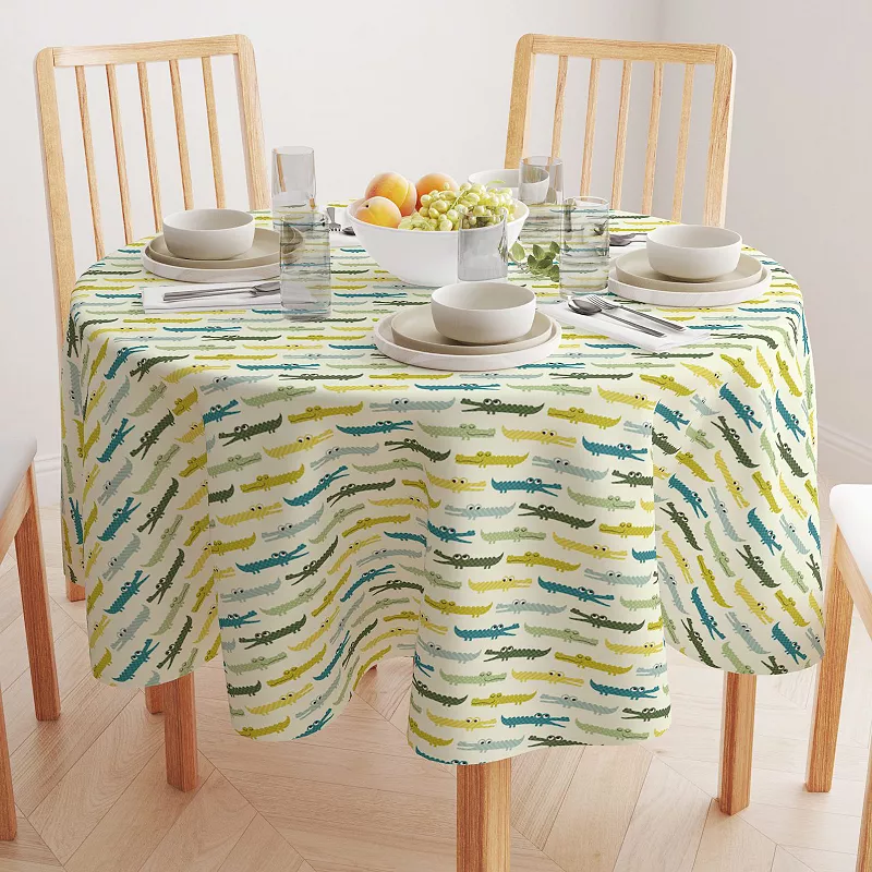 Round Tablecloth， 100% Polyester， 90 Round， Funny Gators