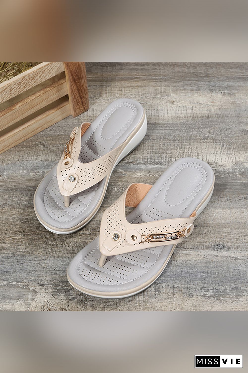 Rhinestone Metal Buckle Hollow Out Sandals Wholesale