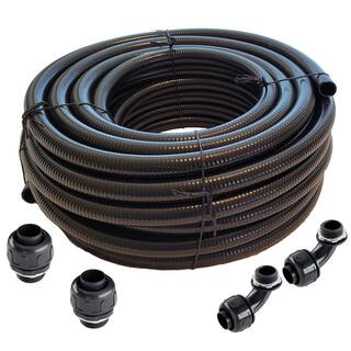 HYDROMAXX 1 in. x 50 ft. Black Non Metallic Flexible Liquid Tight Electrical Conduit with Fittings LT100050FB