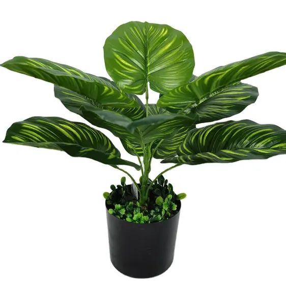 YD8725 Low price wholesale beautiful gold green Aglaonema ornamental foliage artificial plants bonsai