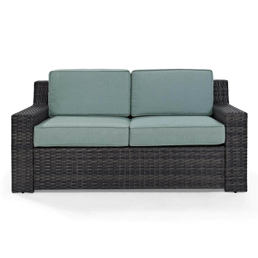 CROSLEY FURNITURE Beaufort 1Piece Wicker Outdoor Loveseat with Mist Cushions