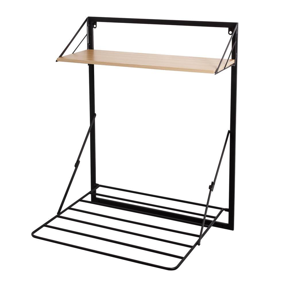 Honey-Can-Do 31 in. H x 24 in. W x 20 in. D Wall Mounted Drying Rack with Shelf in BlackNatural DRY-09784