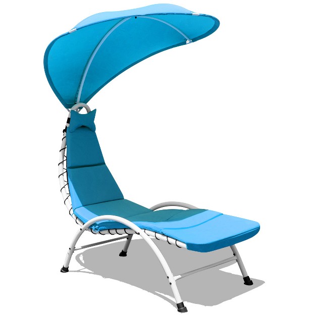 Tangkula Patio Chaise Chaise Lounge Chair With Canopy Cushioned Canopy Lounger