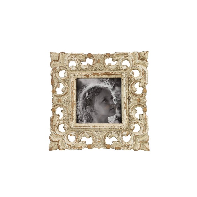 Wooden Scroll Handmade Intricate Carved 1 Slot Photo Frame White Olivia amp May