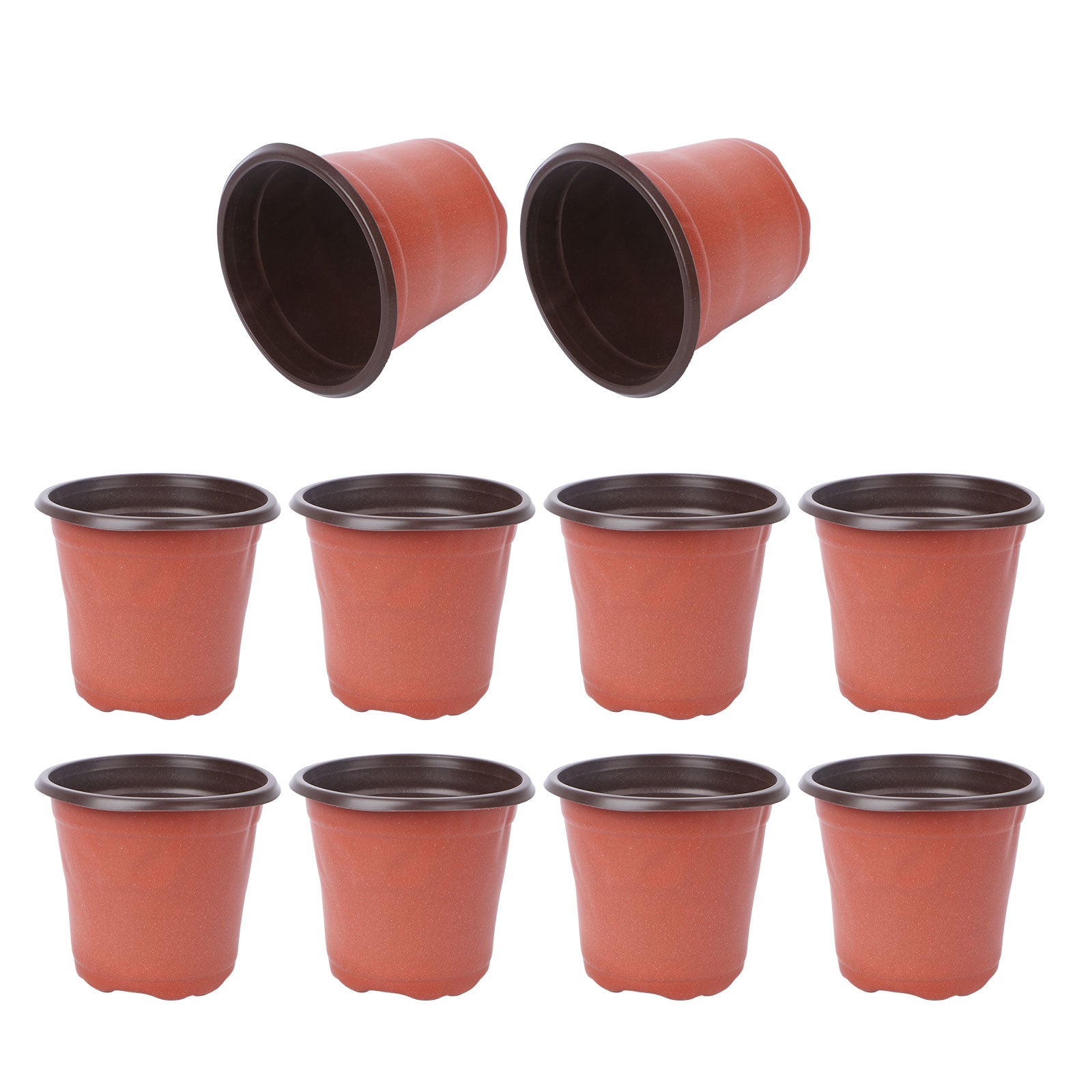 HEMOTON 10PCS Plastic Plant Flower Pots Nursery Seedlings Pot Lightweight Two-tone Universal Soft Plant Container Seed Starting Pots