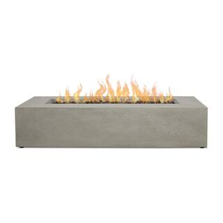 JENSEN CO Brookhurst 56 in. L X 13 in. H Outdoor GFRC Liquid Propane Fire Pit in Flint with Lava Rocks 1590LP-FLNT