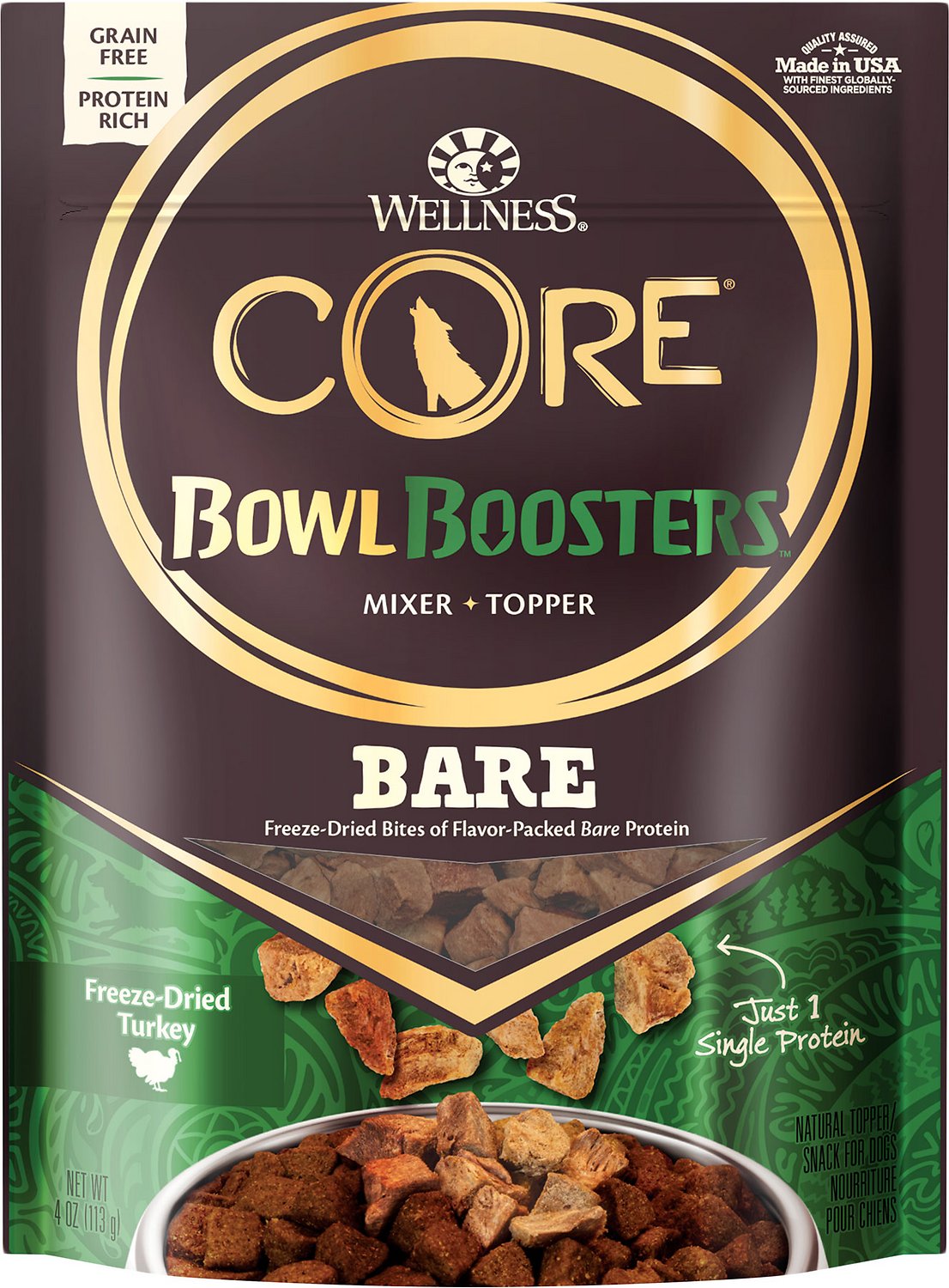 Wellness Core Bowl Boosters Bare Turkey Freeze Dried Grain Free Dog Fo