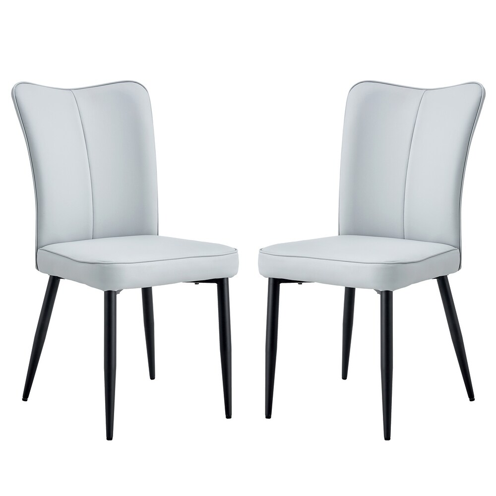 PU Leather Dining Chairs with Metal Legs  Set of 2