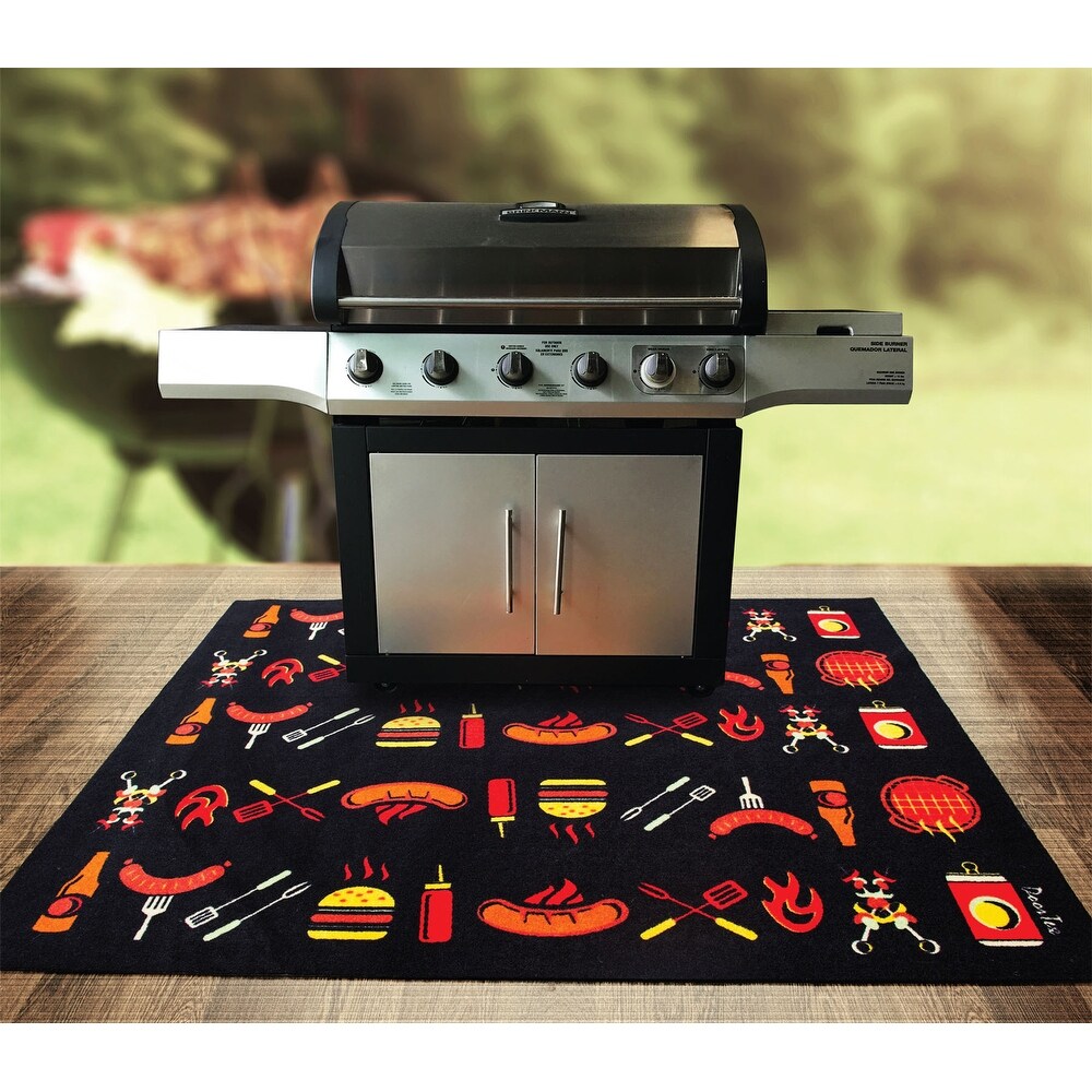 Doortex  BBQ Mat  Under Grill Mat  Fire Retardant and Flame Resistant Mat with Flame Design  Size 39\