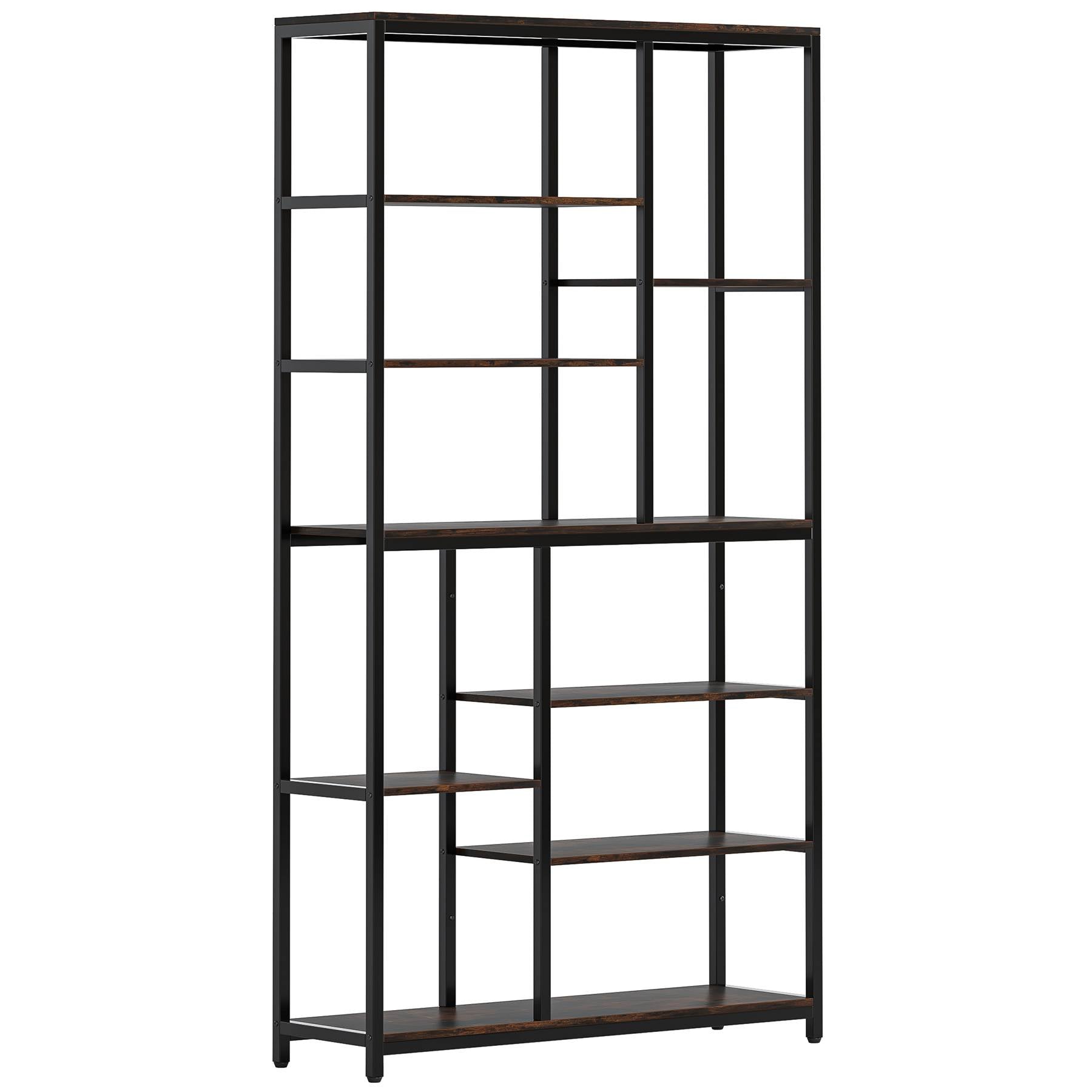 79 Tall Bookshelf, 8-Tier Staggered Etagere Bookcase Shelving Unit