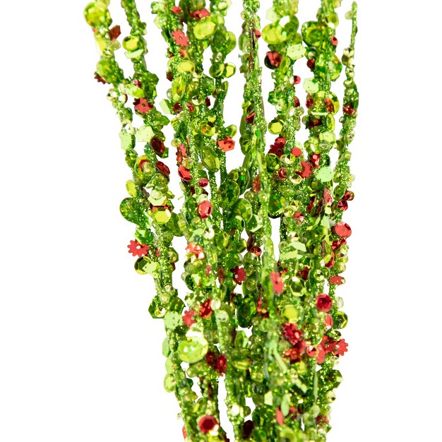 Green And Red Beaded Sequin Christmas Spray