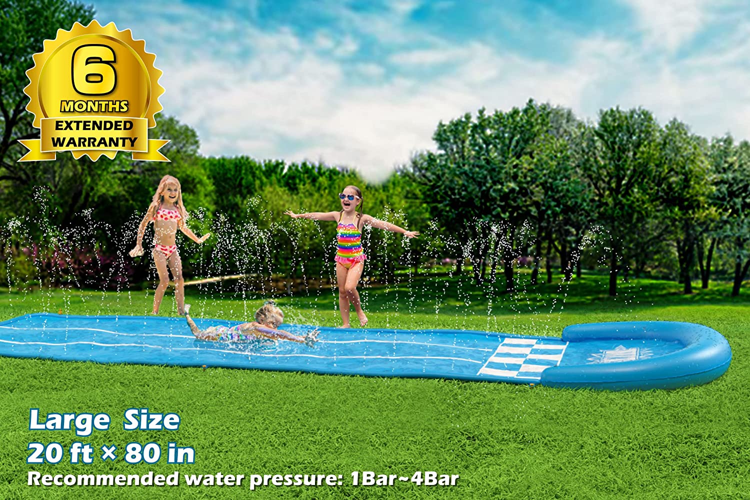 Terra Slip and Slide Porch Toy Water Slide Slip And Slide for Adults & Kids 20ft Extra Long with Sprinkler 3 Bodyboards Garden Games Waterslide Summer Outdoor Splash Water Toys Outside Fun Play