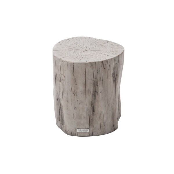 ELEMENTI Daintree Concrete 20'' End Table，Natural Style，Stump，Tree Trunk，Side Table for Patio，Living Room，Indoor，Outdoor