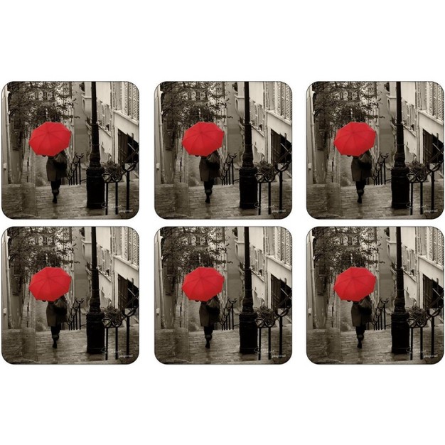 Pimpernel Paris Stroll Coasters Set Of 6 Cork Backed Board Heat And Stain Resistant Drinks Coaster For Tabletop Protection