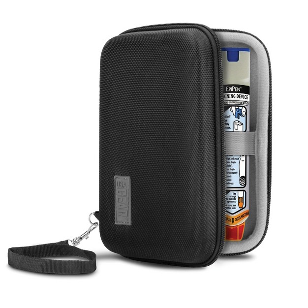 Usa Gear H Series Hs65 Hard shell Carrying Case For Epipen With Accessory Pocket And Wrist Strap Black