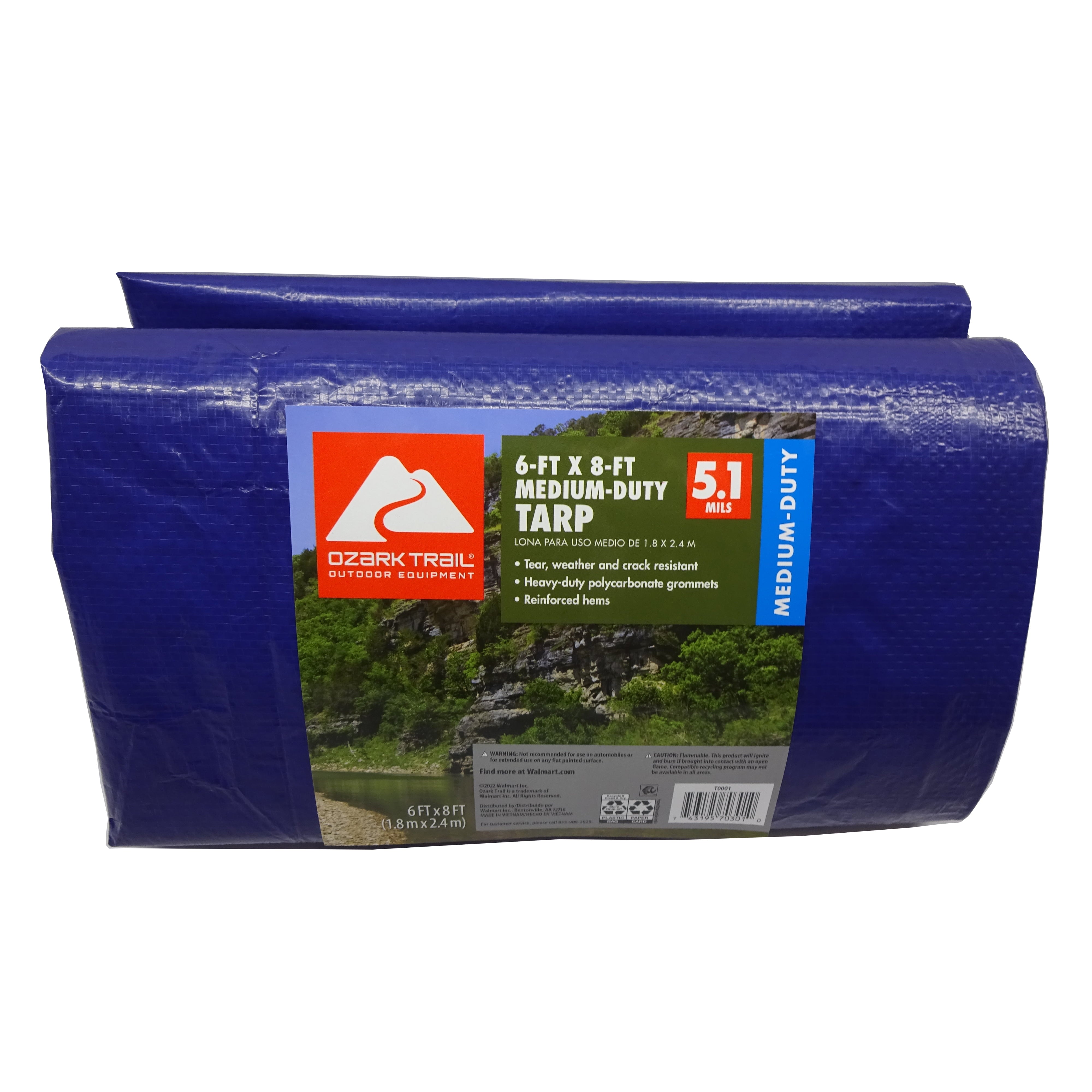 Ozark Trail Medium-Duty Tarpaulin, 6’ x 8’, Material PE